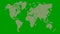 Animated pink world map from point pattern isolated on a green background.