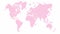 Animated pink world map from point pattern isolated on a white background.