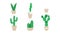 Animated Plant in flower pot icon set. Line, solid and filled outline colorful version, outline and filled sign. Home