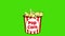 Animated pop corn tub with green screen