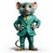 Animated Portrait Of A Stylish Mouse In A Green Suit