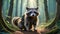 Animated Raccoon in Mystic Forest
