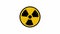 Animated radiation spinning around. Nuclear sign symbol rotate around isolated on white background. Yellow radioactive sign