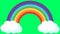 Animated rainbow appears from clouds. Bright vector illustration