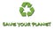 Animated recycling logo with `green` slogan - Save Your Planet