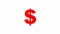 Animated red icon of dollar. Radiance from rays around symbol. Concept of business, money. Flat vector illustration