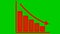 Animated red recession chart of financial decline with a trend line chart. Concept of economic crisis, recession, inflation.