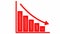 Animated red recession chart of financial decline with a trend line chart. Concept of economic crisis, recession, inflation.