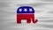 Animated Republican party logo on white waving flag. Vote, election, democracy