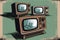 Animated retro televisions with static and glitches, creative digital illustration painting