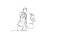Animated self drawing of continuous line draw group of young happy businessmen standing together and giving thumbs up gesture pose