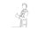 Animated self drawing of continuous line draw young happy couple male and female doctor standing together and giving thumbs up