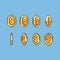 Animated set pixel art golden coin illustration