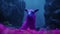 Animated Sheep With Purple Hair In A Surreal Field