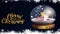 Animated Snow Globe: Group of Three Cute Cats - Golden Merry Christmas