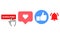 Animated social media buttons, like and subscribe animation, bell icon, hearts