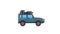 Animated SUV car with luggage on the roof trunk. Moving off-road vehicle with cargo on top, side view. Flat animation