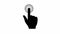 Animated symbol of hand cursor. Index finger clicks.