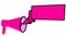 Animated symbol of pink megaphone with banner. Looped video with copy space. Concept of news, announce, propaganda, promotion,