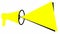 Animated symbol of yellow megaphone with banner. Looped video with copy space. Concept of news, announce, propaganda, promotion