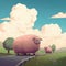 Animated Texel Sheep In Family Guy Style With Automotive And Fog Effects