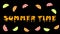 Animated text summer time with orange and grapefruit slices.