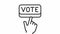 Animated thin line hand pressing vote button icon