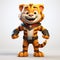 Animated Tiger Character With Extended Arms - Vray Superheroes Inspired Design