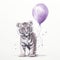 Animated Tiger Holding Purple Balloon: Traditional Animation With A Modern Twist