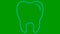 The animated tooth symbol is drawn gradually. Linear blue icon of crystal clear tooth. Concept of dentistry. Looped video.