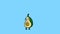 Animated video of funny avocado fruit characters jumping