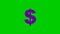 Animated violet icon of dollar. Radiance from rays around symbol. Concept of business, money. Flat vector illustratio