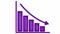 Animated violet recession chart of financial decline with a trend line chart. Concept of economic crisis, recession, inflation.