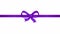 Animated violet ribbon with a bow. Vector illustration