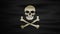 Animated waving black skull and crossbones pirate flag. Pirate, ocean, sailboat