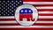 Animated waving republican party logo on American flag. Vote, election, democracy. Useful for web site, banner, greeting cards,