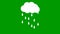 Animated white drops of rain from cloud. Looped video. It`s raining. Vector illustration