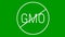 Animated white icon GMO free. Non genetically modified foods.