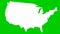 Animated white USA map. United states of america.