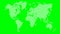 Animated white world map from point pattern isolated on a green background.