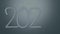 Animated Year 2020, silver numbers on dark gray background, gradual painting of digits in the writing style. 3D
