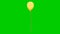 Animated yellow balloon flies on green background.