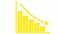 Animated yellow recession chart of financial decline with a trend line chart. Concept of economic crisis, recession, inflation.