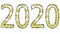 Animation 2020 year golden grey sequins conceptual number combination. 2020 golden text stroke circular motion