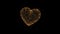 animation 3D heart of golden blinking glow on black background.
