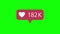 Animation 4K. Pink Like Icon On Green Background. 1-500k Likes.