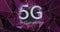 Animation of 5g 5th generation text over network of purple connections in background