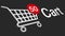 Animation of adding Items to a shopping cart Icon at black background. Animated counting numbers in shopping cart. 4K