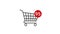 Animation of adding Items to a shopping cart Icon at white background. Animated counting numbers in shopping cart. 4K