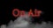 Animation of on air neon red text over cloud of smoke on black background